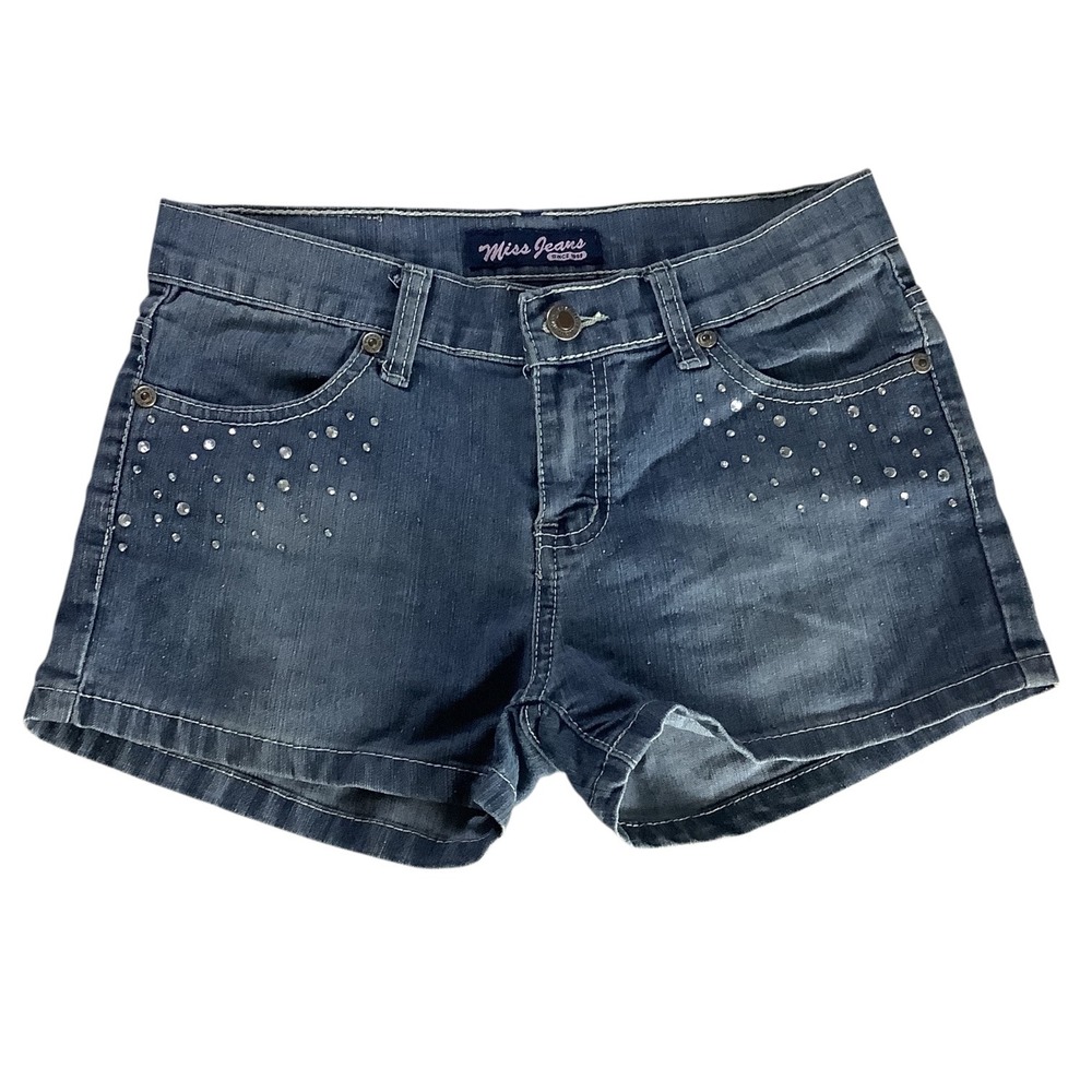 Miss Jeans Kids Girls Denim Shorts Embellished Sparkle Size 14‎ Blue Rhinestones
